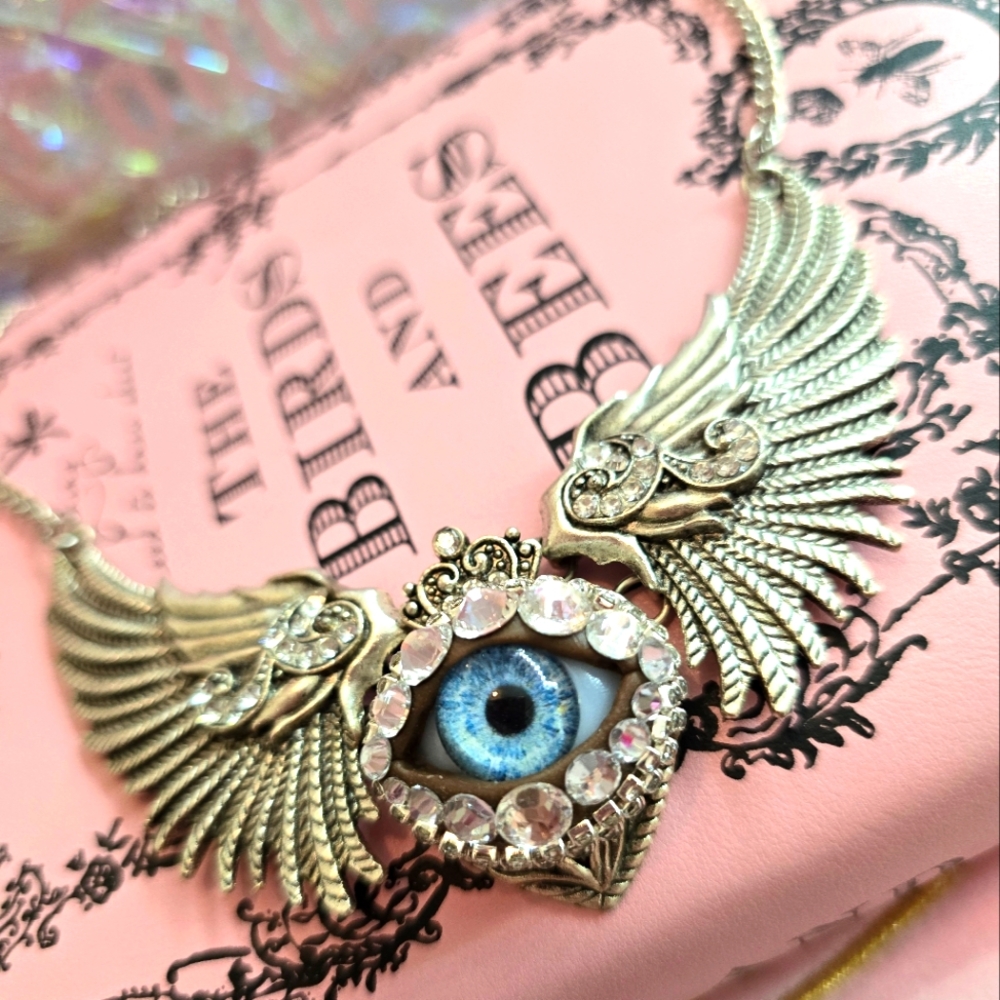 OOAK Angel Winged Eye Necklace
